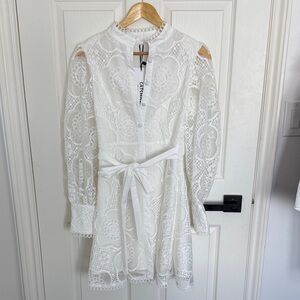 Elegant White Lace Midi Dress